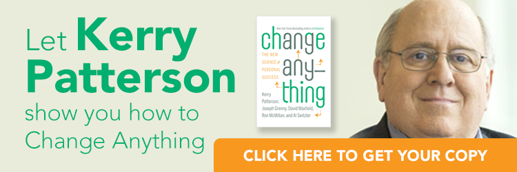 Let Kerry Patterson show you how to change anything. Click here to get your copy. "Change Anything: The New Science of Personal Success" by Kerry Patterson